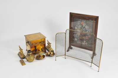 Lot 439 - A collection of brass and other fireside effects