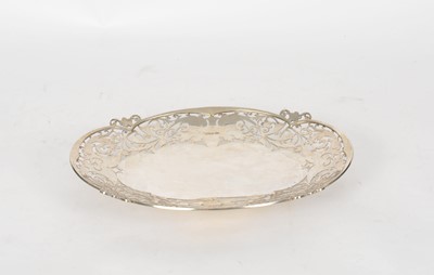 Lot 8 - An oval pierced silver dish