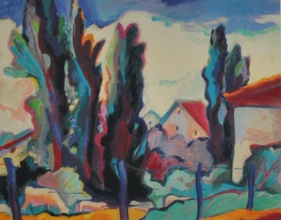 Lot 368 - Gerry Baptist (British-Indian b.1935), Signed Print of Landscape with Trees