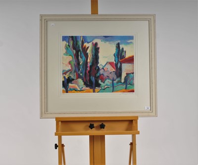 Lot 368 - Gerry Baptist (British-Indian b.1935), Signed Print of Landscape with Trees