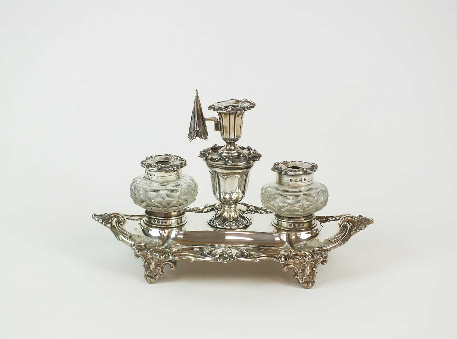 Lot 85 - A Victorian silver ink stand