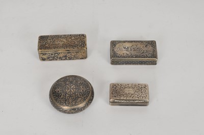 Lot 103 - Three silver snuff boxes and a silver tabacco box