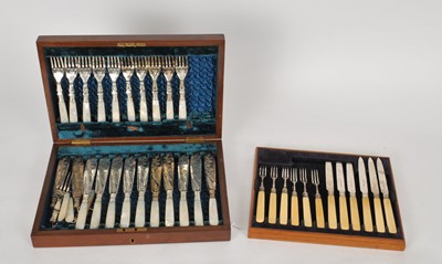 Lot 89 - A set of ivory handled silver fruit knives and forks