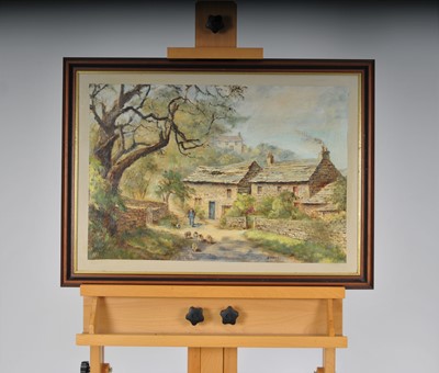 Lot 376 - Doris Jones (British 20th Century, Northern School) Four Landscapes of Cottages and Farm Buildings