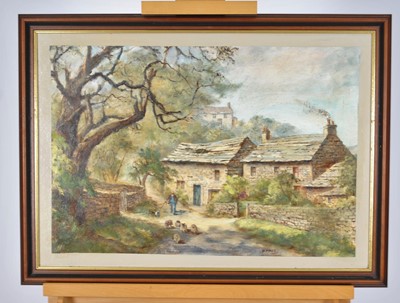 Lot 376 - Doris Jones (British 20th Century, Northern School) Four Landscapes of Cottages and Farm Buildings