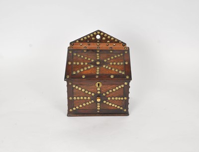 Lot 412 - A 19th century studded oak candle box