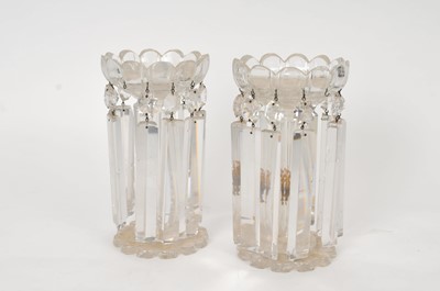 Lot 294 - Pair of Victorian clear glass table lustres