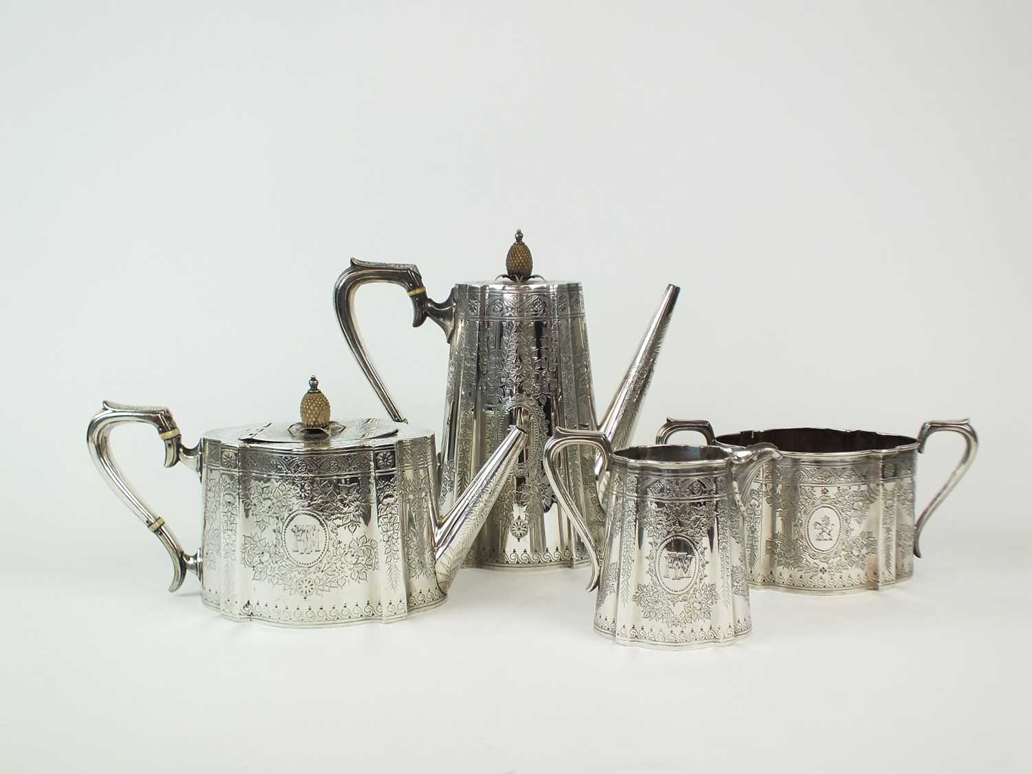Lot 123 - A Victorian four piece silver tea and coffee service