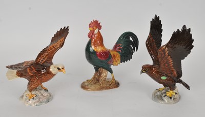 Lot 308 - Beswick Bald Eagle, Golden Eagle and Leghorn Cockerel