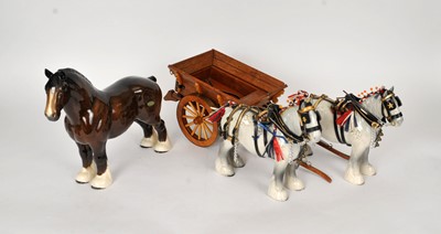 Lot 312 - Beswick Shire Horses and Carts