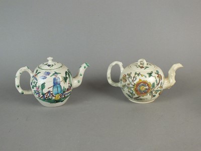 Lot 328 - Two Staffordshire salt-glaze stoneware teapots and covers