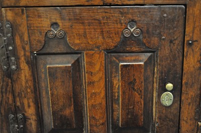 Lot 28 - An early-mid 18th century oak dresser, North...