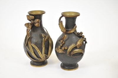 Lot 14 - A pair of Meiji period bronze vases, of...