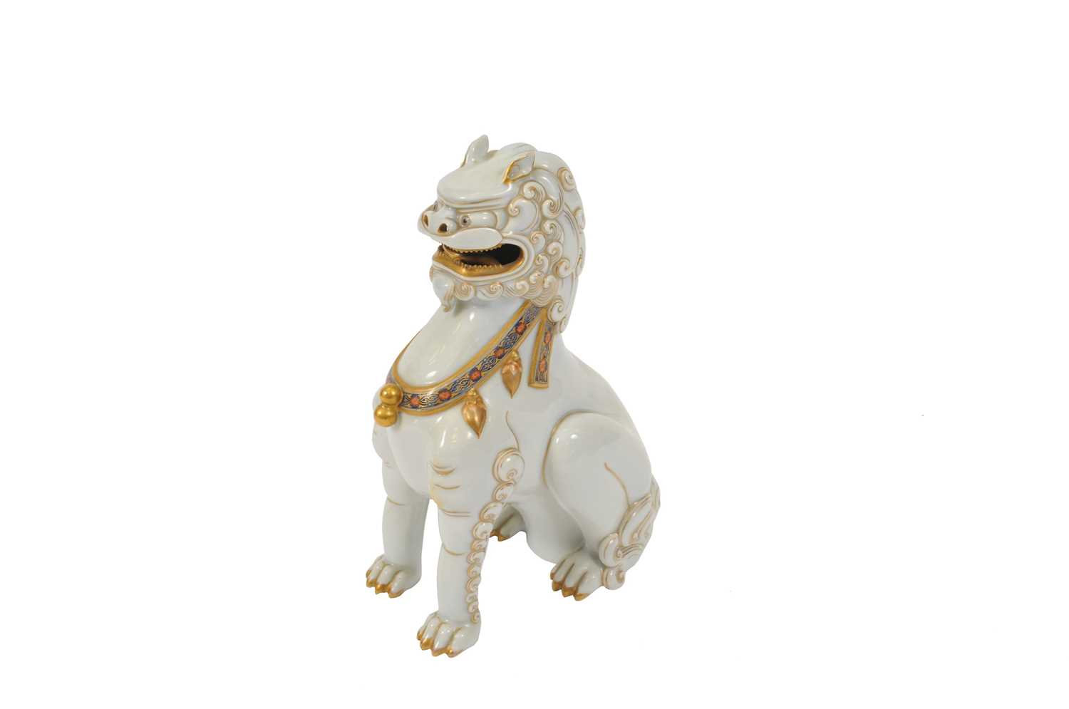 Lot 15 - A 19th century Japanese porcelain temple dog,...