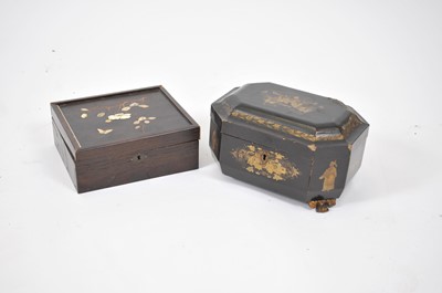 Lot 16 - A Meiji period shibayama hardwood box, the top...
