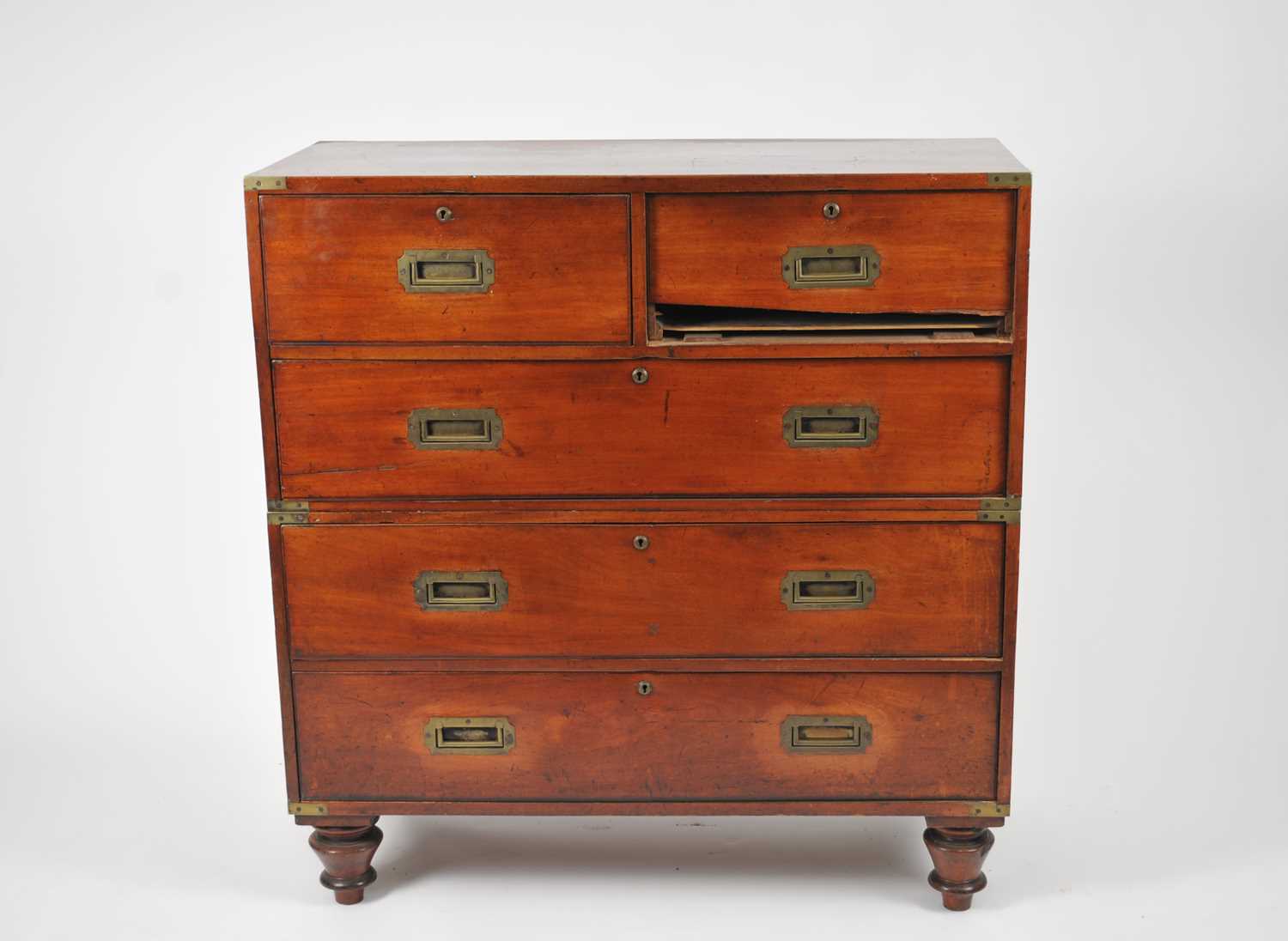 Lot 174 - A Victorian brassbound campaign chest of...