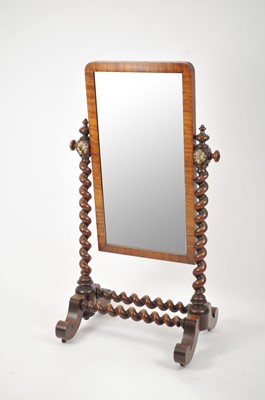 Lot 170 - A Victorian mahogany cheval mirror with barley...