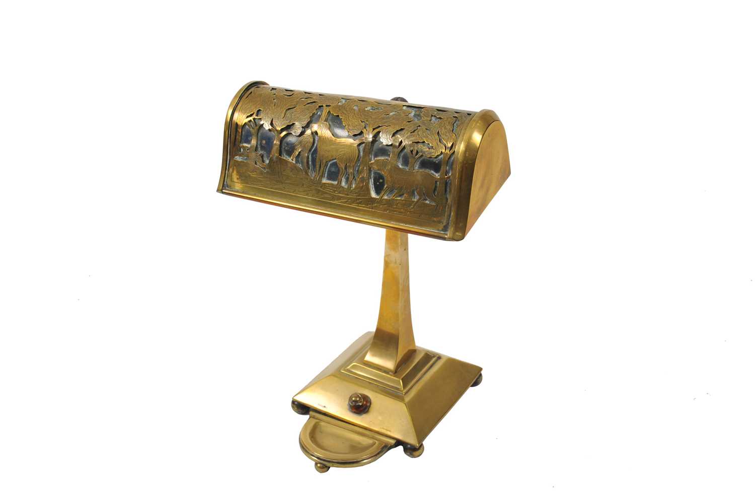 Lot 8 - An early 20th century brass desk lamp, the...