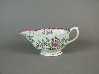 Lot 277 - Bow polychrome sauceboat, circa 1760