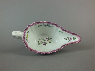 Lot 277 - Bow polychrome sauceboat, circa 1760