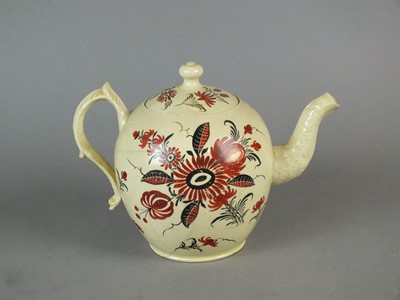 Lot 261 - Staffordshire creamware teapot and baluster jug