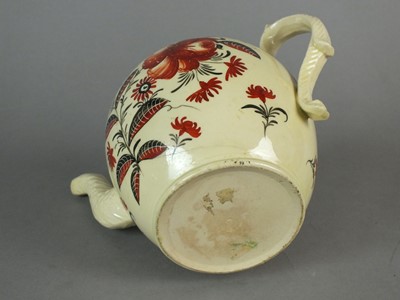 Lot 261 - Staffordshire creamware teapot and baluster jug
