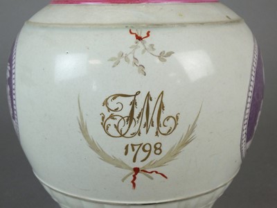 Lot 318 - An English pearlware jug, dated 1798