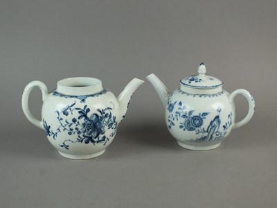 Lot 308 - Lowestoft teapot and a Worcester teapot, 18th century