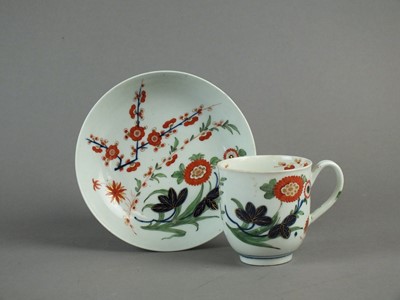 Lot 256 - Worcester 'Kempthorne' coffee cup and saucer, circa 1770