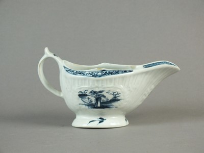 Lot 309 - Lowestoft 'Fisherman and Billboard' sauceboat, circa 1760