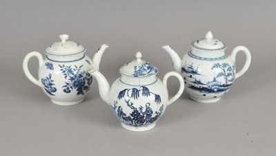 Lot 154 - Three 18th century English teapots (a.f)