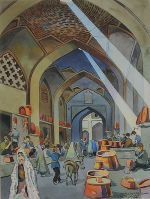 Lot 393 - Misha Chahbazian (Iranian 1904-1976), Kerman Bazaar, Iran