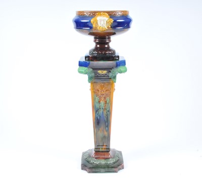 Lot 155 - A reproduction majolica jardiniere on stand in...