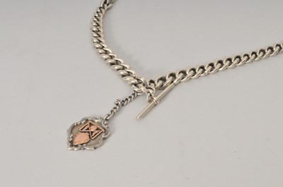 Lot 400 - A silver graduated curb link Albert