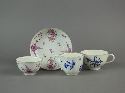 Lot 260 - Worcester teabowl, saucer, coffee and teacup, circa 1775