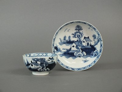 Lot 173 - Lowestoft tea bowl and saucer, circa 1785-90