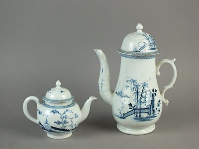 Lot 304 - Liverpool teapot and a Liverpool coffee pot, 18th century