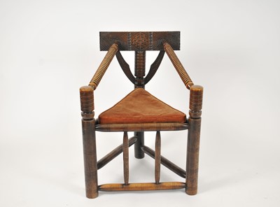 Lot 543 - A Victorian carved oak turners chair, with a...