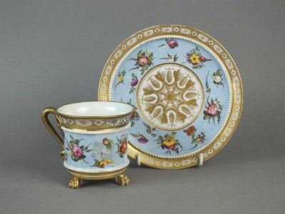 Lot 230 - Two English porcelain cabinet cup and saucers, circa 1820