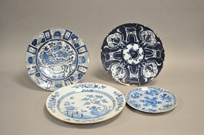 Lot 193 - Three Dutch delft chargers and a Chinese charger