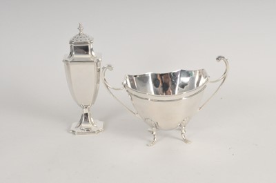 Lot 334 - A silver pedestal sugar caster and silver sugar bowl