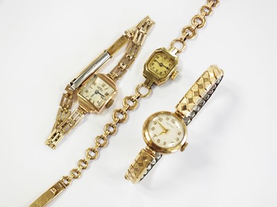 Lot 408 - A lady's Art Deco yellow metal Bucherer wristwatch