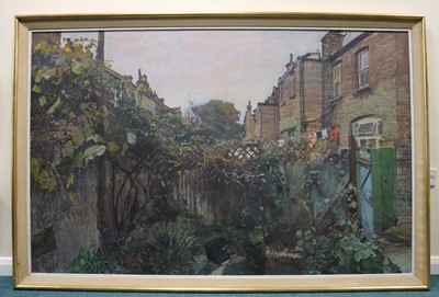 Lot 121 - Alfred Heyworth RWS RBA NEAC (British 1926-1976), Chiswick Back Gardens