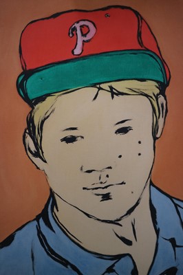 Lot 416 - Philip Sutton RA (British, b.1928), Jacob wearing a Green and Orange Hat