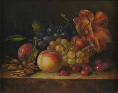 Lot 380 - Robert Casper (British 20th Century), Autumnal Still Life with Peaches and Grapes