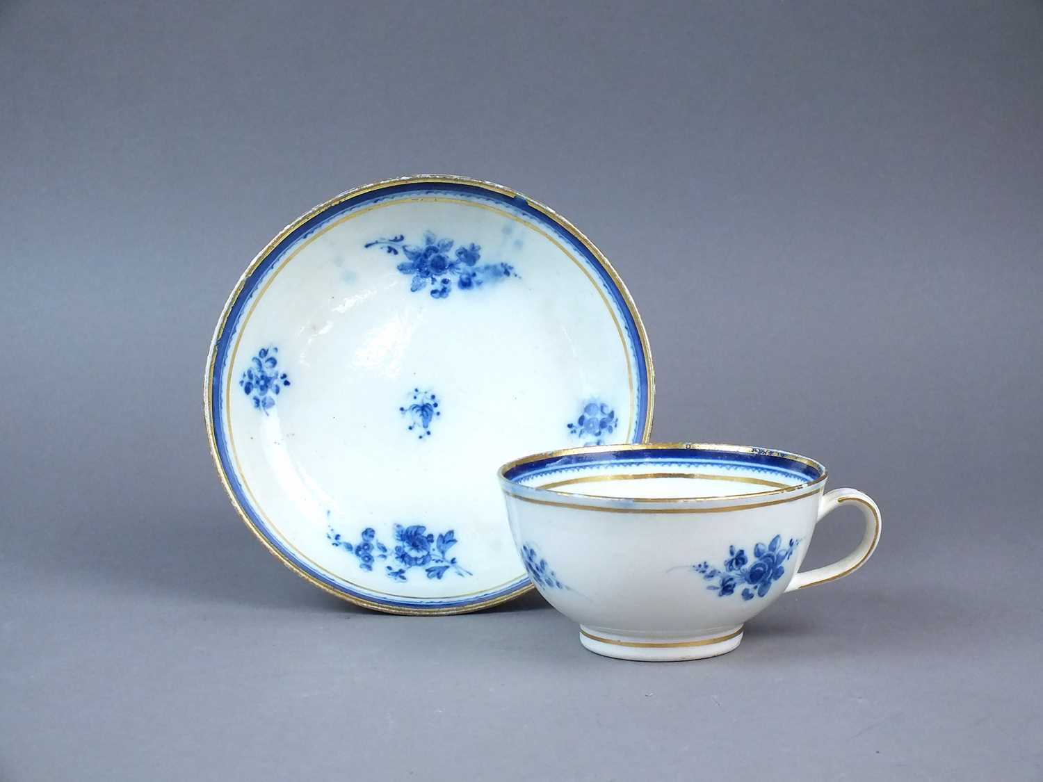Lot 205 - A Caughley 'Salopian Sprigs' breakfast cup and saucer, circa 1785-95