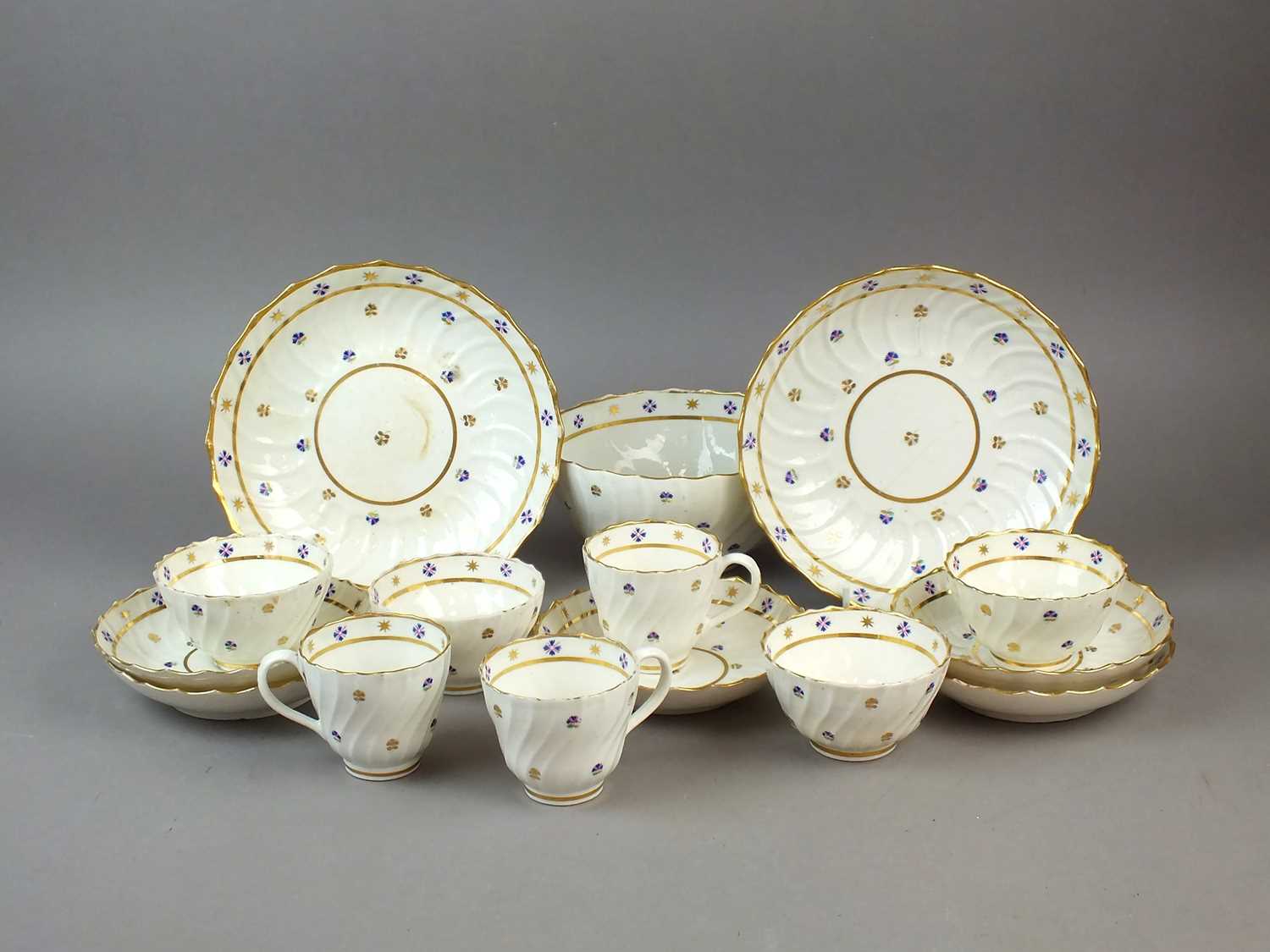Lot 210 - A Caughley 'French Sprigs' tea and coffee service, circa 1790