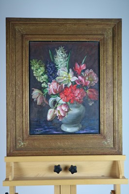 Lot 75 - Hilda Lucy Milne (British, 1874-1960), Still Life Spring Flowers in Jug