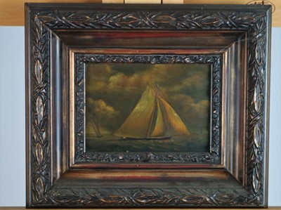 Lot 10 - Oil on Copper study of a Sailboat