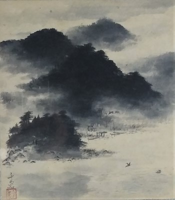 Lot 790 - Japanese Monochrome Landscape Watercolour